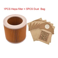 6pcslot filter with cap dust bag replacements for karcher a2004 a2054 wd2 250 kar64145520 vacuum cleaner filter parts