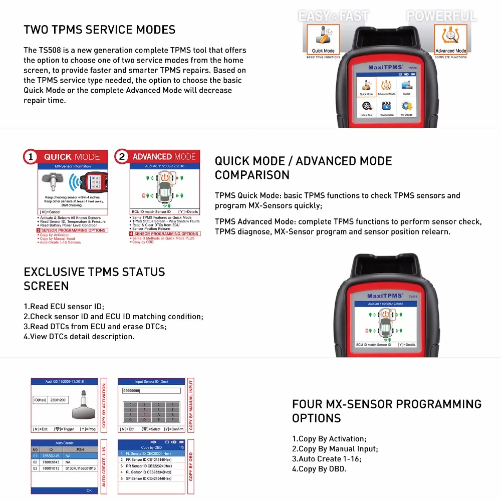 Autel MaxiTPMS TS508 TPMS диагностический инструмент проверка состояния системы программа
