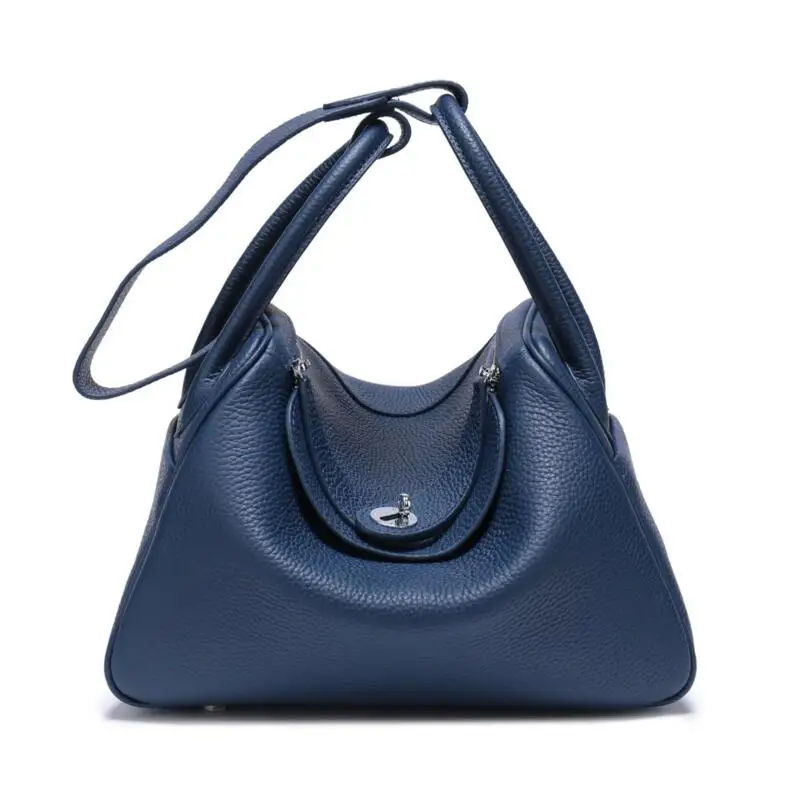 dark blue LOMANTINA Новые известные дизайнерские сумки высокого качества брендовые роскошные женские из натуральной коровьей кожи Модные Дамские вместительные сумки Feminina - Цвет: dark blue