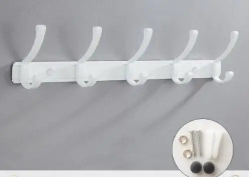 5 hooks Белые крючки для халатов для ванной комнаты, вешалки для пальто из алюминиевого сплава, крючки для одежды, аксессуары для ванной комнаты, кухонные вешалки - Цвет: 5 hooks