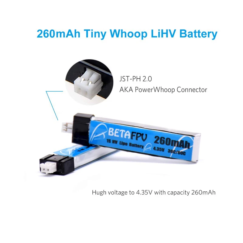 BETAFPV 8 шт. 260mAh HV 1S Lipo батарея 30C 4,35 V с JST-PH 2,0 Powerwhoop разъем для крошечного Whoop лезвия индуктивности