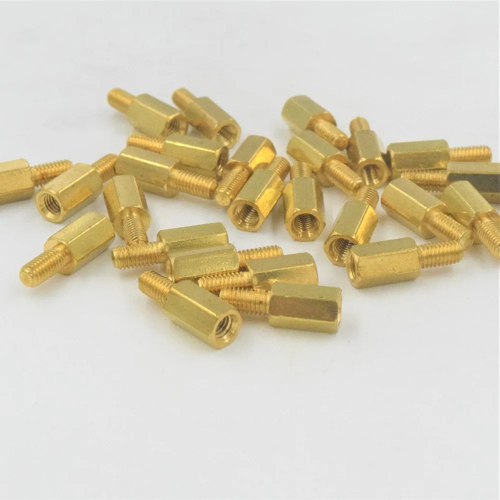 

M3 Male x M3 Female 8mm Long Hexagonal Brass PCB Standoffs Spacers 50 Pcs