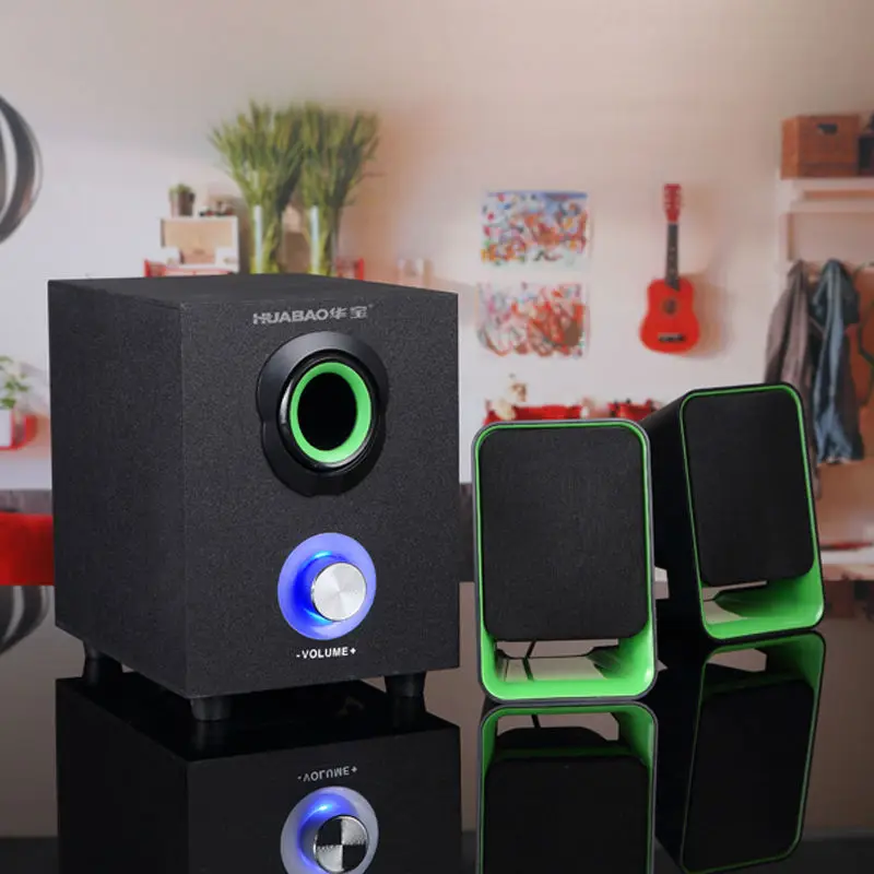 Aedg Huabao V10 компьютерные колонки сабвуфер аудио настольных мини-2.1 активные