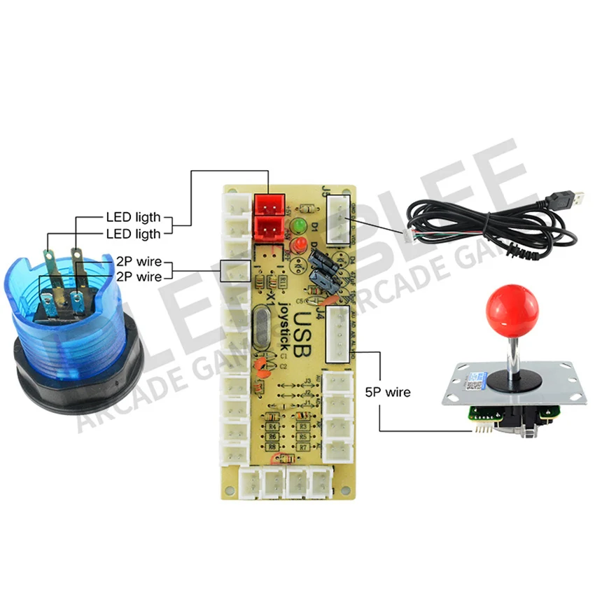 DIY Нулевая задержка игровой USB энкодер ПК для джойстика запасные части USB кабель кодировщик доска+ Провода кабели Набор для PS3 Android PI