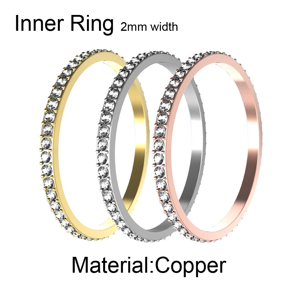 

Floya FullFilled Crystal Women Combination Rings Stainless Steel Base Accessories Interchangeable Ring Bague Acier