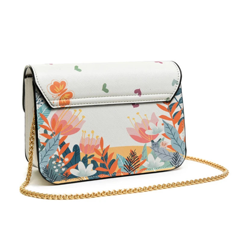Милые Для женщин цепи сумка оригинальная печать Дизайн PU Сумки Crossbody сумки для 2018