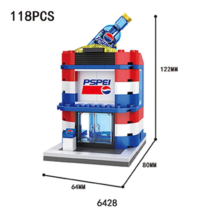 118PCS Peps Store Строительные блоки мини-Модель "улица" магазин городской серии блоки детские фигурки игрушки развивающие кирпичные игрушки для детей рождественские подарки - Цвет: 118PCS Peps Store