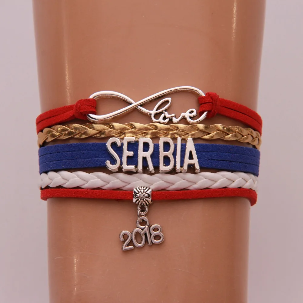 Прямая поставка браслет и браслеты Infinity Love Serbia футбольный мяч 2018 очарование