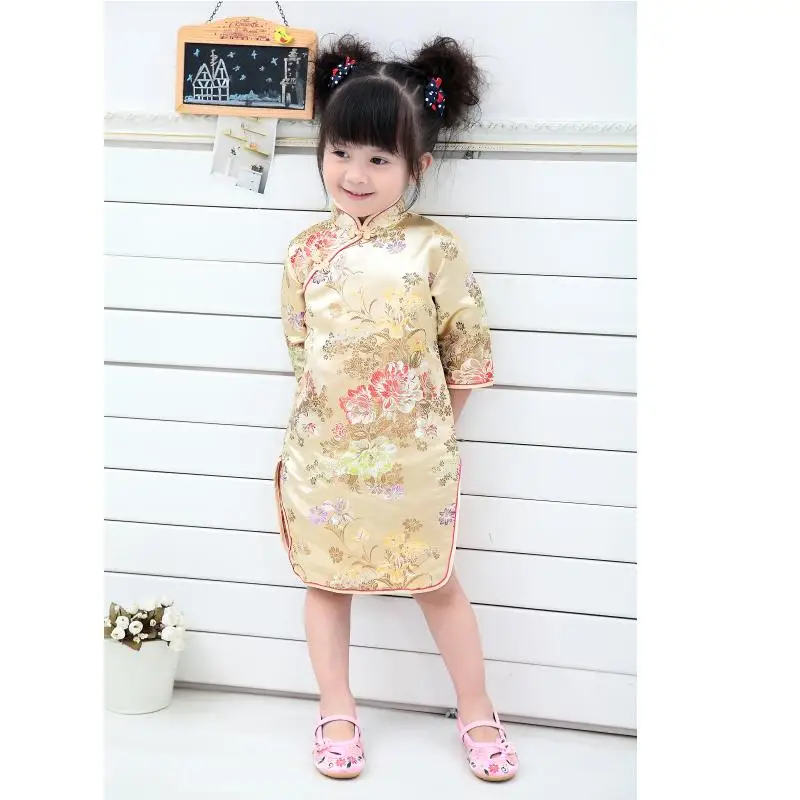 Красные платья Qipao для маленьких девочек детская одежда на новый год 2018 наряды