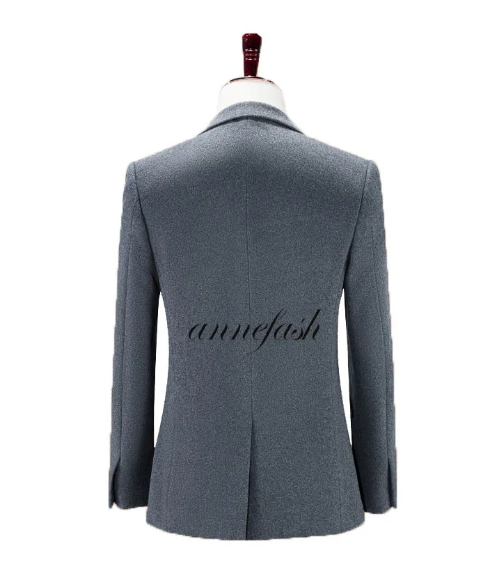 На заказ мужские серые шерстяное кашемировое пальто Slim fit Повседневная Обычная Куртка