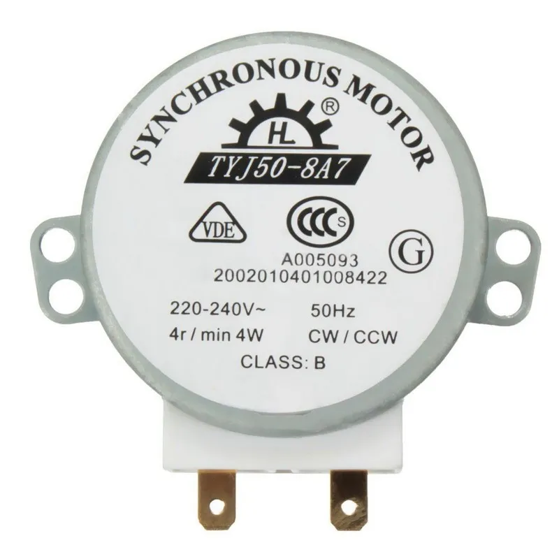 AC 220 V-240 V 50Hz CW/CCW СВЧ поворотный стол синхронный двигатель TYJ50-8A7 D вал 4 об/мин