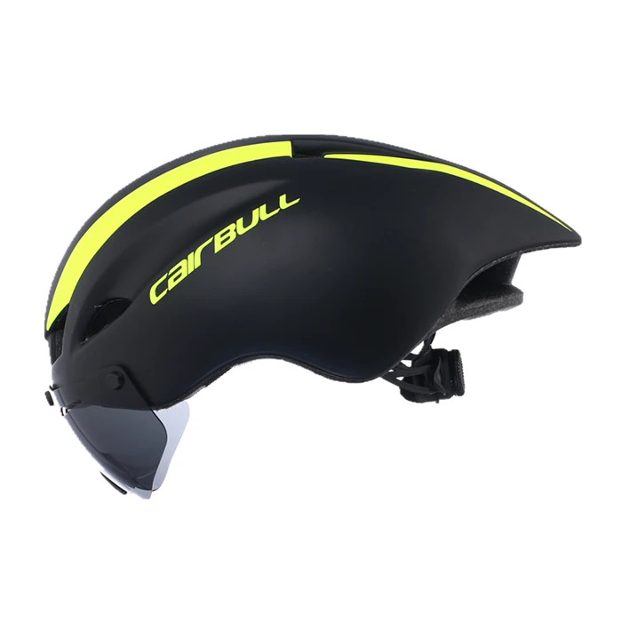BLACK YELLOW CAIRBULL Aero TT велосипедный шлем гоночный дорожный велосипед Безопасный шлем с магнитными очками пневматический велосипедный шлем Casco Con Gafas - Цвет: BLACK YELLOW