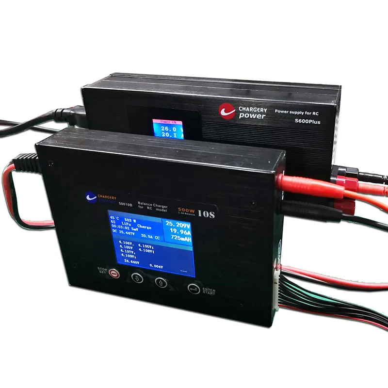 50010B и S600PLUS лучшее сочетание, зарядка LiPo Lifepo4 LTO литий-ионная батарея на 20A 500W зарядное устройство y импульсный источник питания зарядное устройство