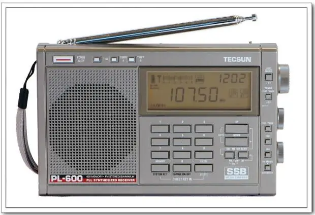TECSUN PL-600 Цифровая настройка Полнодиапазонный FM/MW/SW-SBB/PLL синтезированный стереорадиоприемник(4xAA) PL600rqdio - Цвет: silver