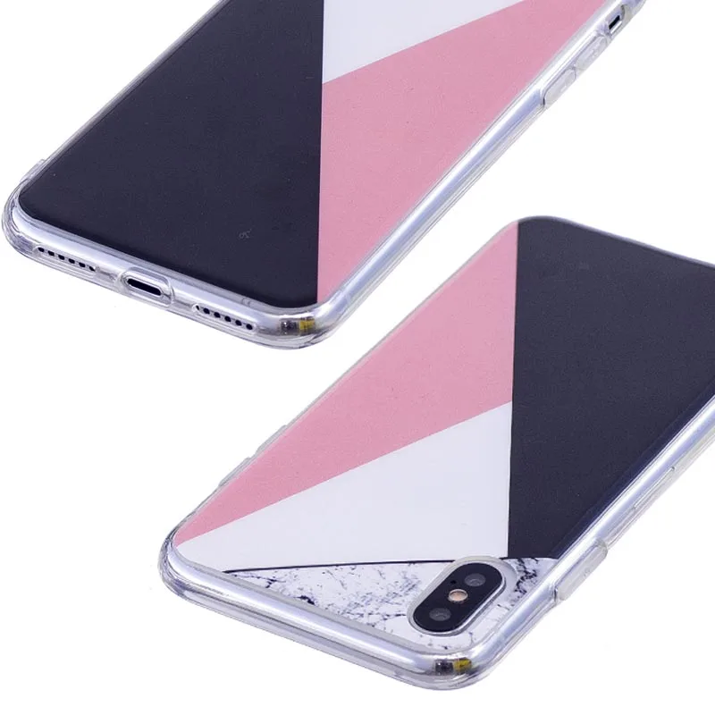 KerzzilSimple Geometry Marble Cases For iPhone 6s 6 7 8 Plus Soft TPU Cover X 5s 5 SE Splice Phone Case |