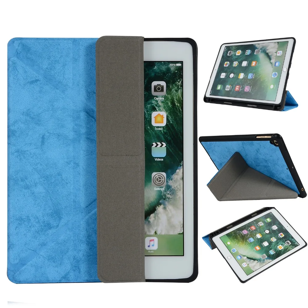 Чехол Smart Cover для Apple New iPad 9,7 дюймов(/)/Pro 9,7/Air 1/Air 2. искусственная кожа+ силиконовая ручка лоток чехол для планшета-YCJOYZW