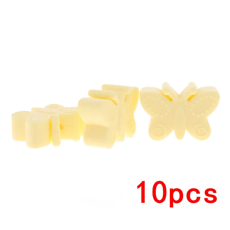 B 33 Cream Yellow 10 шт., цветок, силиконовый прорезыватель, бусины, BPA бесплатно, Бабочка, Детская соска, цепочка, держатель, аксессуары, сделай сам, младенческое кусающееся ожерелье с резьбой - Цвет: B 33 Cream Yellow