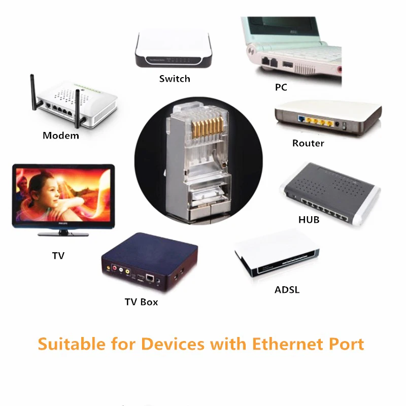RJ45 разъем Cat6 Экранированный 8P8C Позолоченные Ethernet Кабельные вилки с нагрузочной