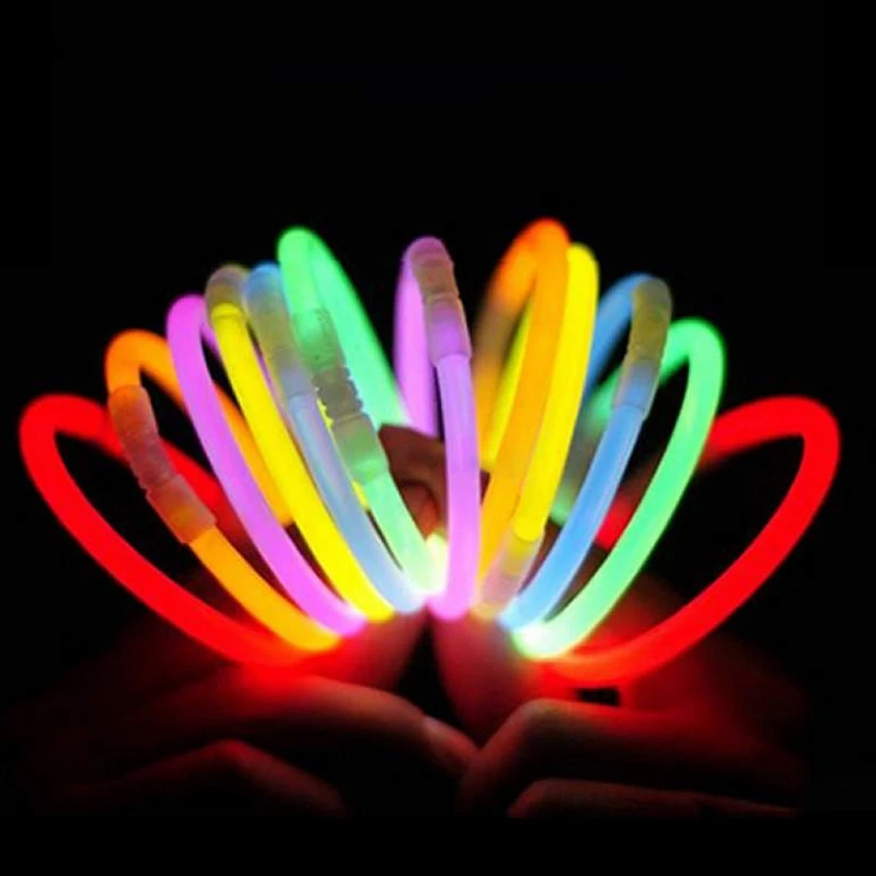 100 шт./лот разноцветные светящиеся палочки Веселые флуоресцентные браслеты