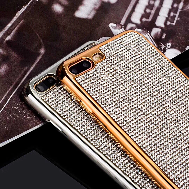 Роскошный блестящий чехол для телефона с бриллиантами iPhone X 7 8 PLUS 6 6S ТПУ полным