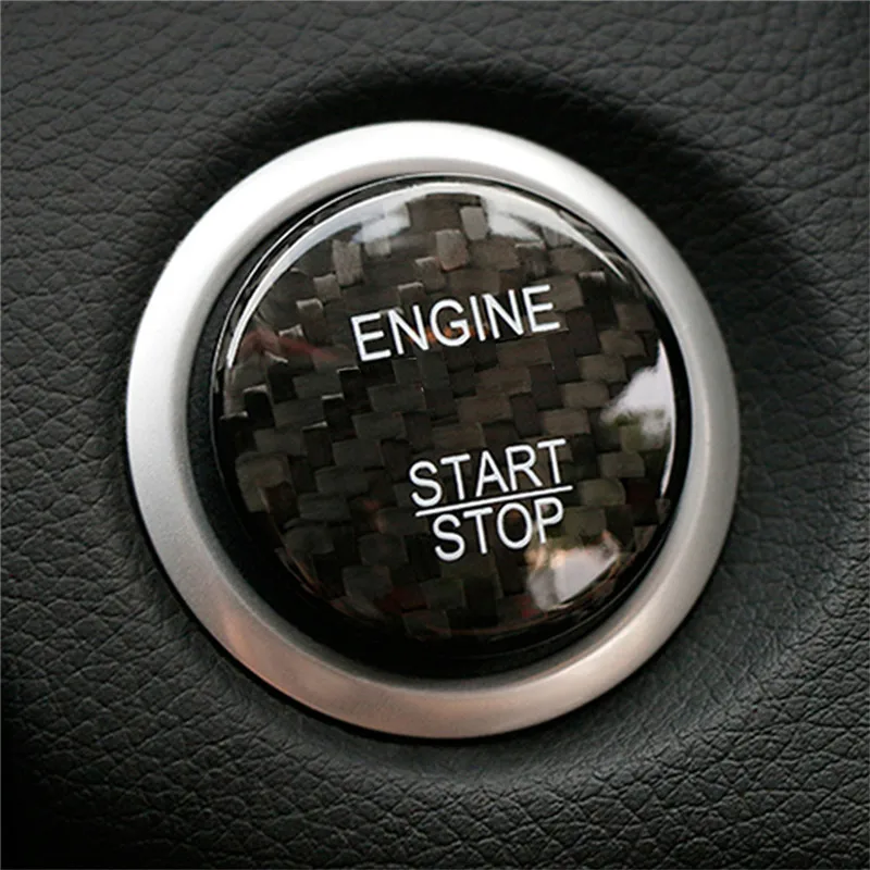 Carbon Fiber Car Engine Start Stop Button Cover Keyless Go Ignition Stickers Fit for Mercedes Benz C GLC C200l | Автомобили и