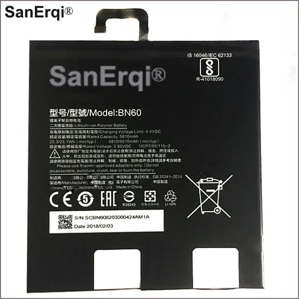 Для Xiao mi BN60 аккумулятор большой емкости для планшета BN60 для Xiao mi Pad 4 mi pad 4 5810 мАч bn60 Xiao mi Замена планшета