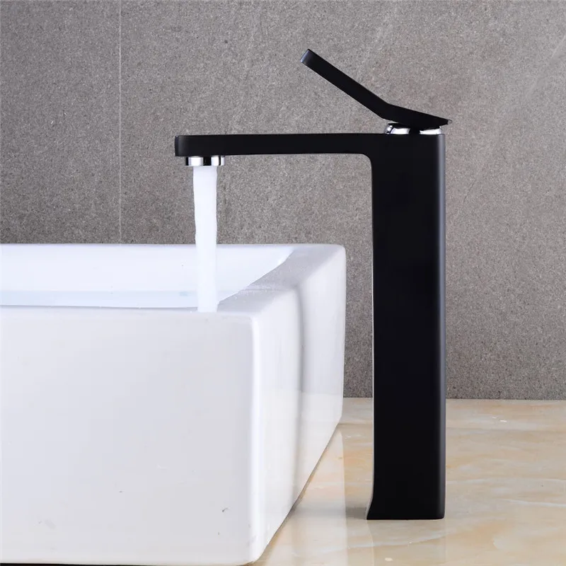 

Bathroom Basin Faucet Black Finish Brass Sink Mixer Tap Single Handle Water Tap Washbasin Faucet Hot&Cold Crane Elegant Torneira