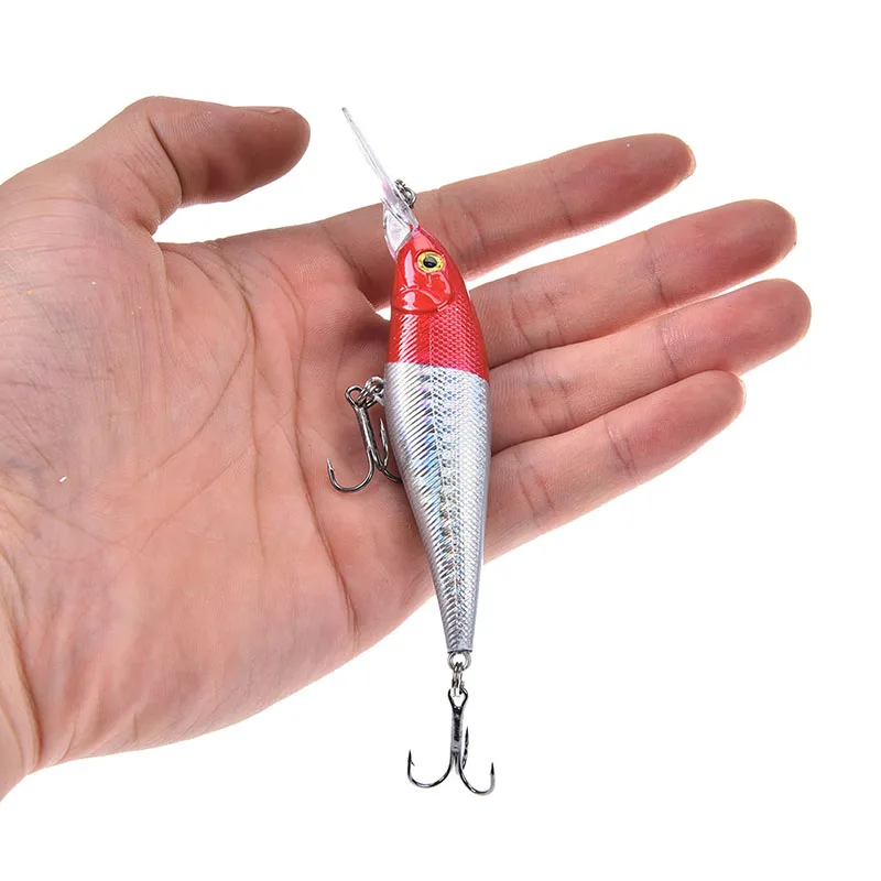 

1PCS colorful Stripe pattern 11cm 10.5g Hard Bait Minnow streak Fishing lures Bass Fresh water hook diving perch wobbler fish
