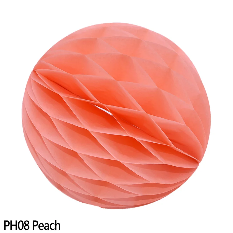 H08 peach 10 шт 2'-12 ''сотовые шарики круглые ткани круглые подвесные бумажные фонари ремесло для свадьбы или «нулевого дня рождения» вечерние рождественские украшения - Цвет: H08 peach