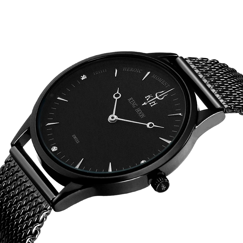 KH Новые Роскошные мужские часы Брендовые ультра тонкие из нержавеющей стали с