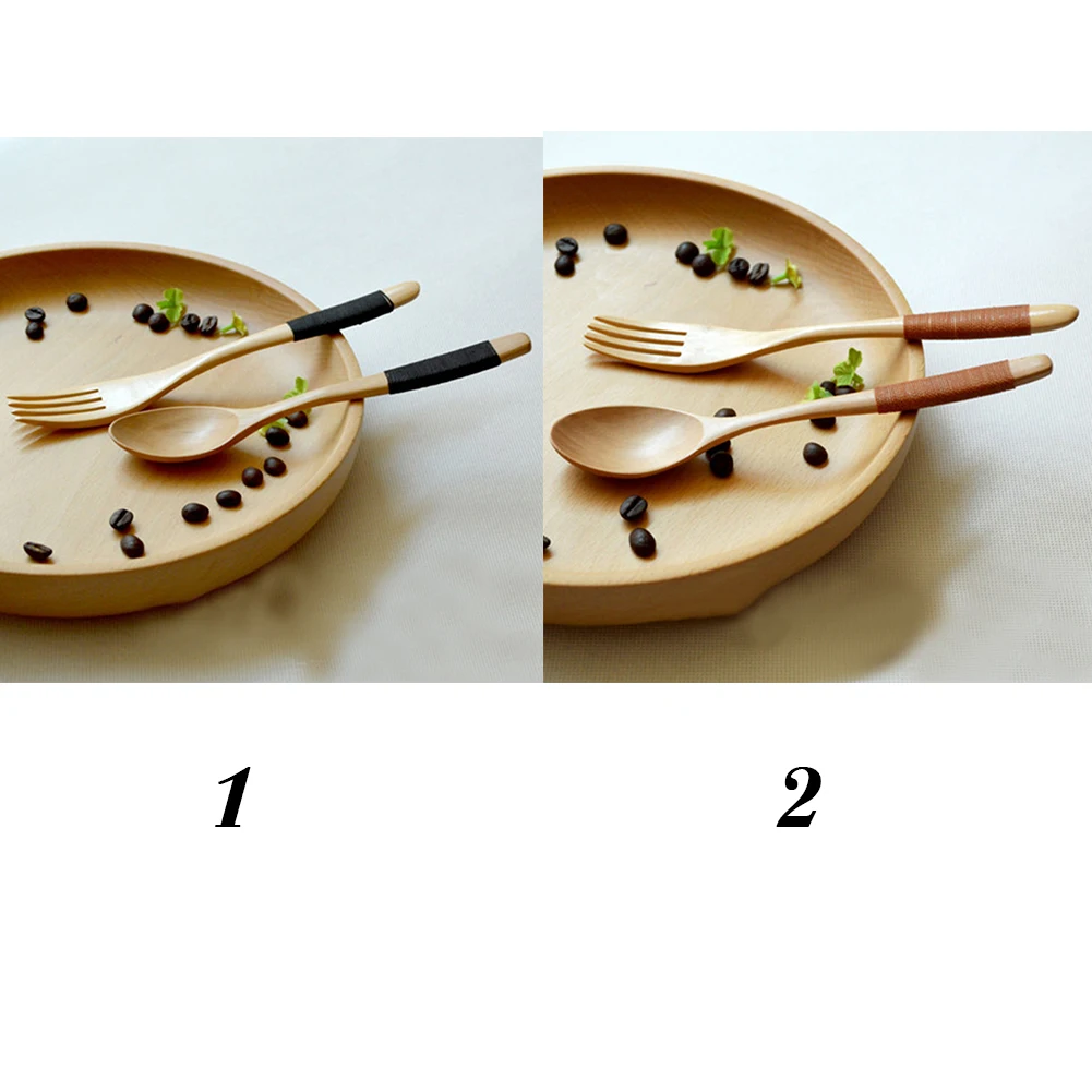 2 шт./компл. набор посуды деревянная вилка wrap Line Log кофейная природные