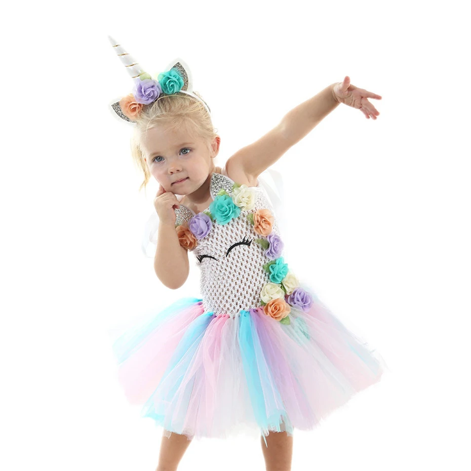 Rainbow Unicorn Dress Girl Tutu Little Princess Baby Party Costume Outfit Robe Fille Vestidos | Детская одежда и обувь