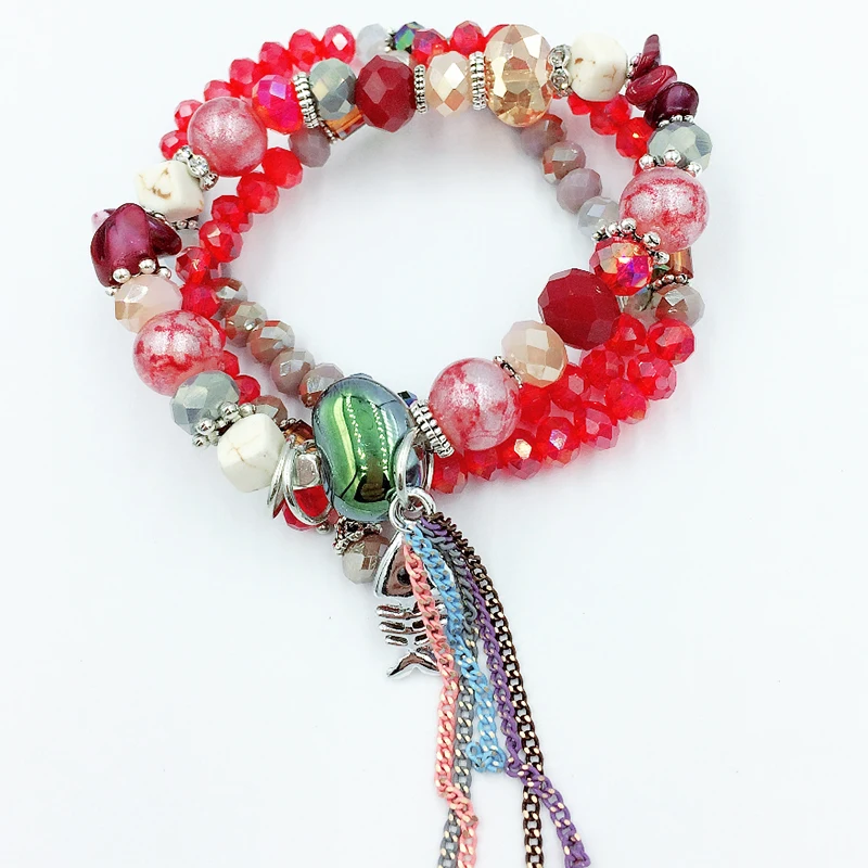 hangjing 3pcs /set bohemian 2019 new trendy charm tassel unique adjustable crystal nature stone bead bracelets women | Украшения и