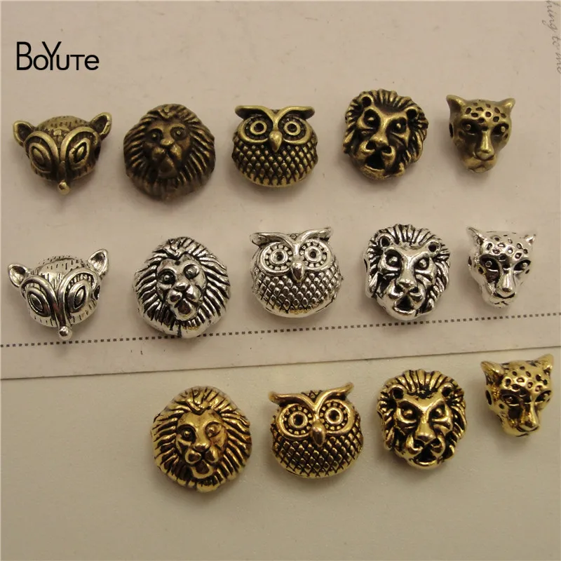 BoYuTe (100 Pieces/Lot) Metal Alloy Animal Fox Lion Owl Leopard Head Beads for Bracelet Jewelry Making | Украшения и аксессуары