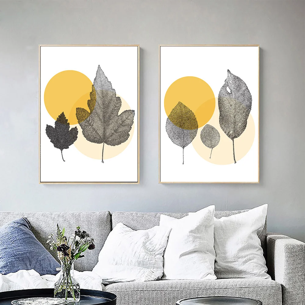 Абстрактная фотография Минималистичная Настенная картина с листьями