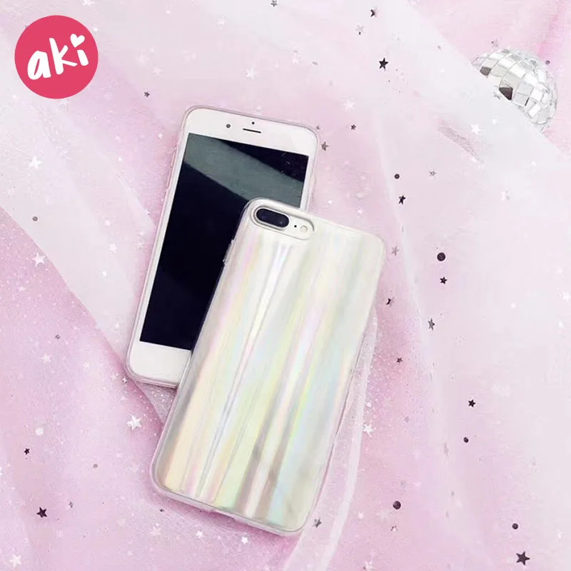 AKI Radian Phone Case for iPhone 8 7 6 6S Plus Cases Laser Shining Mirror Reflect Light Ray Soft Cover |