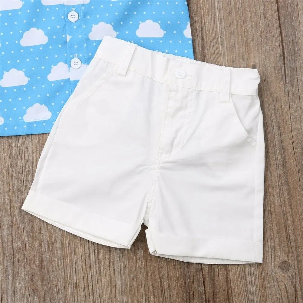 2019 Baby Summer Clothing Kids Boys Casual Clothes Cloud Print T Shirt Short Sleeve Tops+Shorts Bottoms 2pcs/Set Outfits 1-6T | Детская