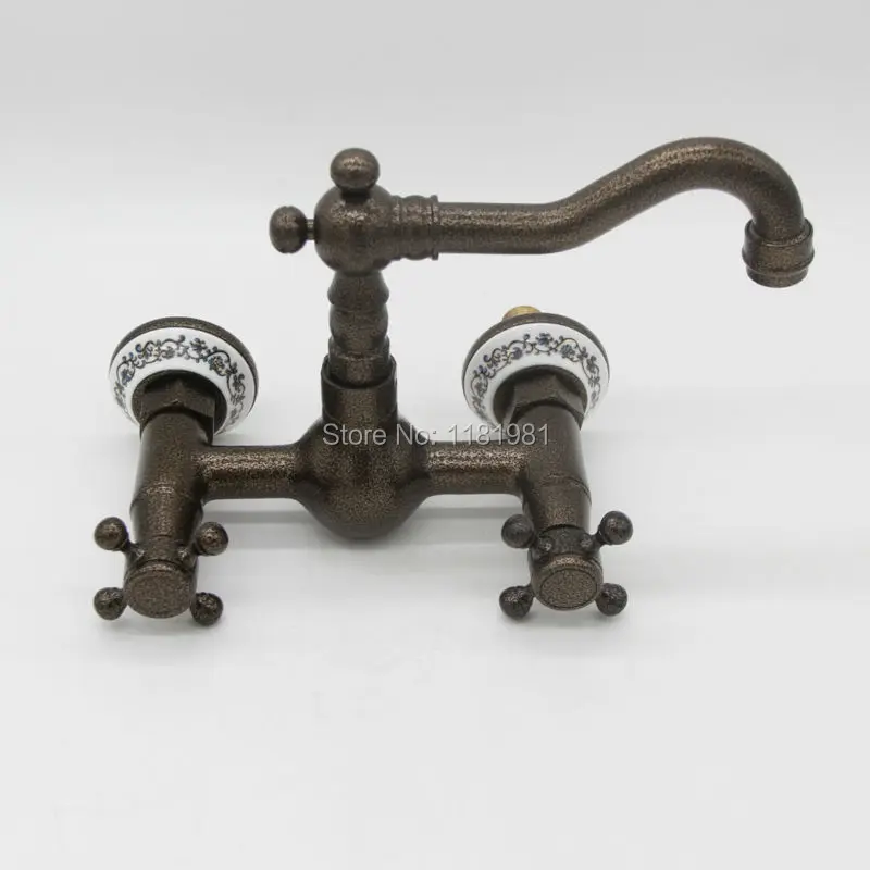 Современный художественный настенный кран с двойной ручкой для раковины в