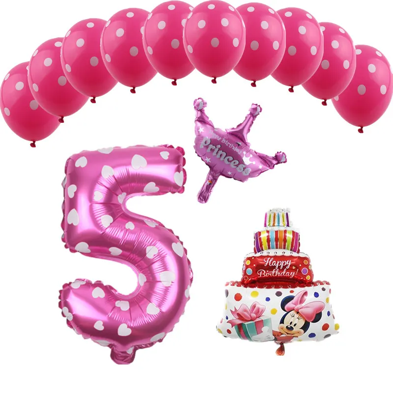 TSZWJ X-154 New 13pcs/lot Mickey Minnie Numbers 1 2 3 4 5 Birthday Balloon Set Children's Day Party Decoration Balloons | Дом и сад