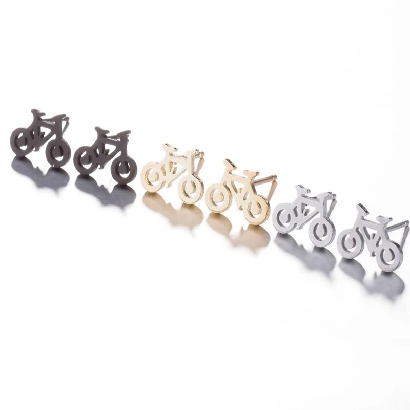 Yiustar Simple Elegant Cute Charming Sweet Bike Earrings Graceful Stainless Steel Studs Ear For Women Girls Decoration Jewelry | Украшения