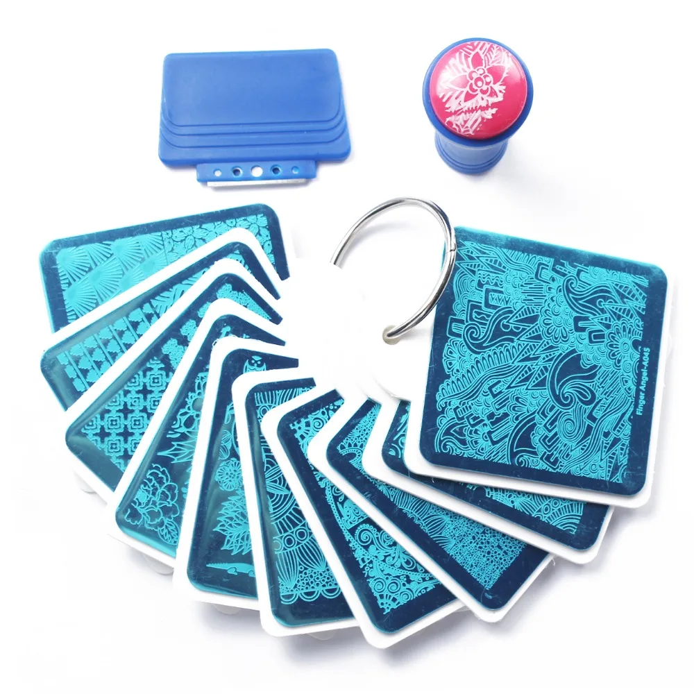 10 шт. трафареты для стемпинга ногтей с металлическим кольцом | Красота и здоровье