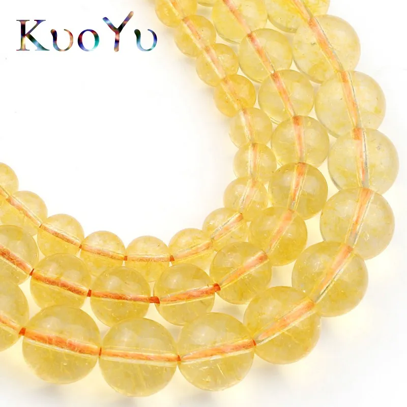 Бусины кварцевые с желтыми кристаллами круглые бусины-разделители аксессуары
