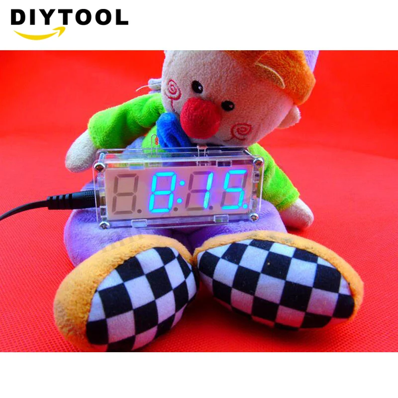 DIY KIT Электронные Часы светодиодный микро контроль Лер комплект цифровые часы время светильник контроль температуры термометр красный/синий/зеленый