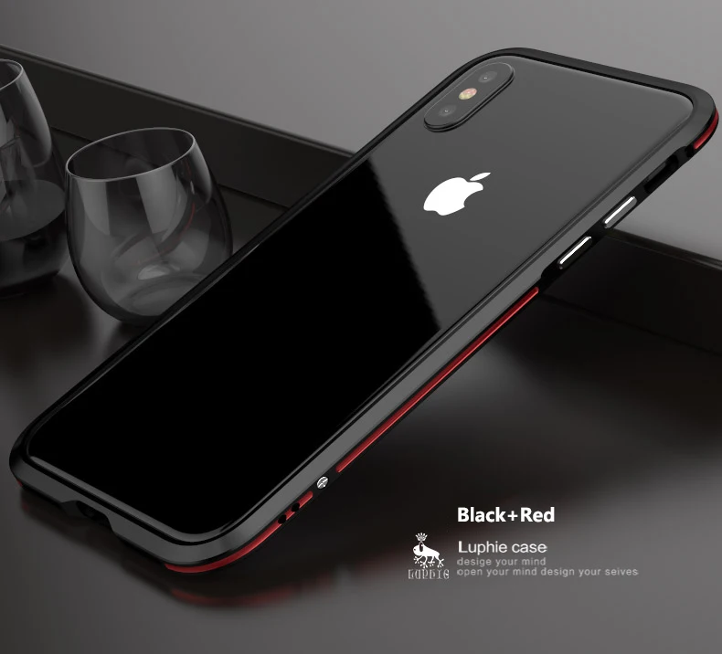 Black Red Чехол для iPhone X XS роскошный Luphie модный двойной цвет меч Алюминиевый металлический каркас чехол для iPhone 7 8 Plus - Цвет: Black Red