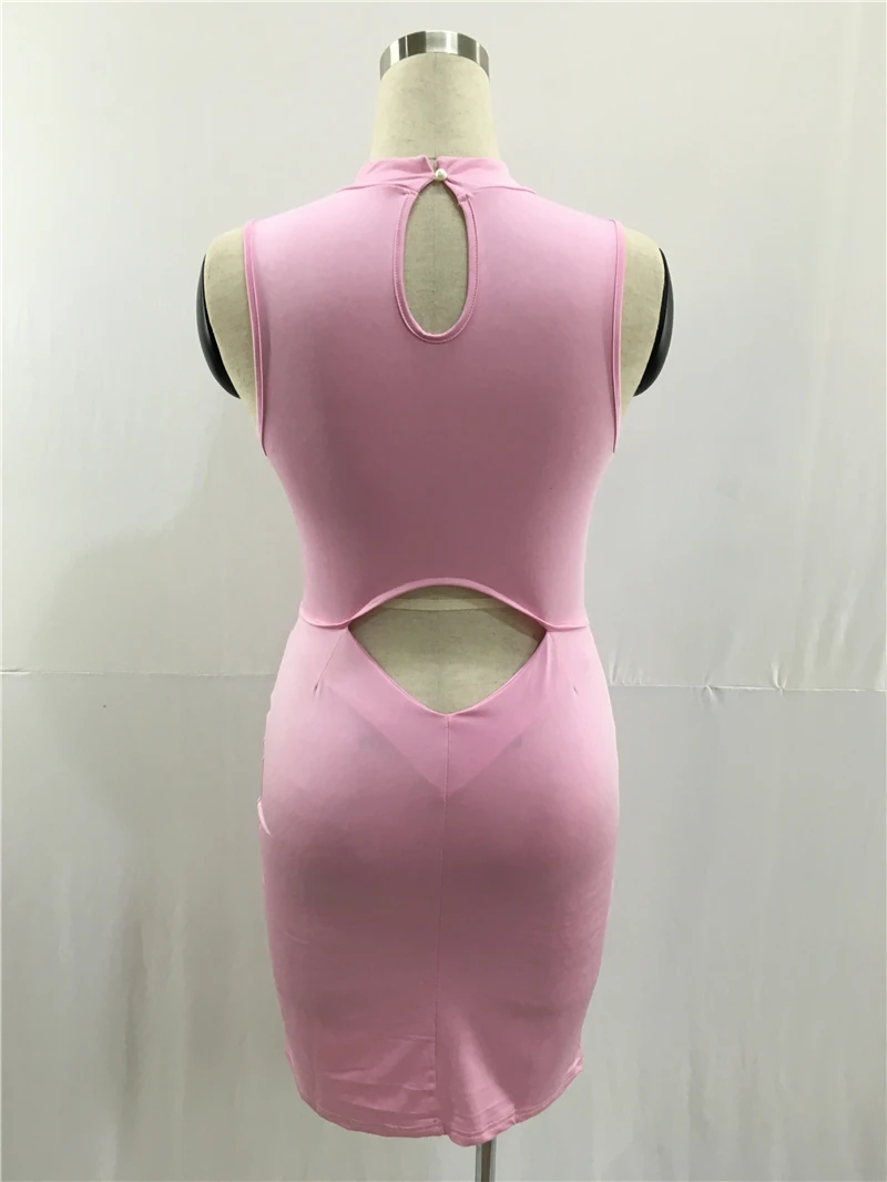 2017 pink brief спинки Замочная скважина сексуальное платье карандаш женщин turtleeck