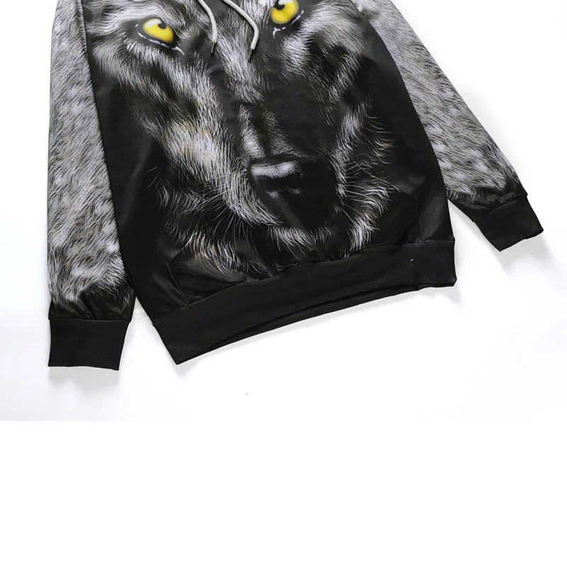 

Mens Hoody 2018 Autumn New Plus Size Hoodies Snow Wolf Printed Long Sleeve Hooded Sweatshirts Big Pockets Male Hoodies WY047