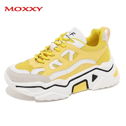 Yellow Fashion Brand Yellow Sneakers Women Shoes Female basket femme Dad Chunky Sneakers Designer Trainers Casual Shoes chaussures - Цвет: Yellow
