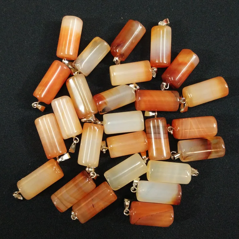 

Wholesale 50pcs/lot fashion high quality natural red Onyx stone cylinder pendants charms for jewelry making free shipping