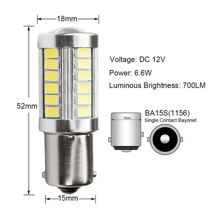 2 шт. 1156 1157 BAU15S 33SMD 5630 5730 Светодиодные Автомобильные задние лампы стоп-сигналы 12 В
