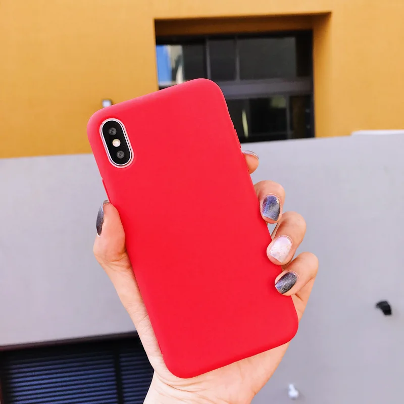 Матовый чехол для телефона из ТПУ iPhone XS X 7 8 Plus 6s мягкая задняя крышка ярких цветов